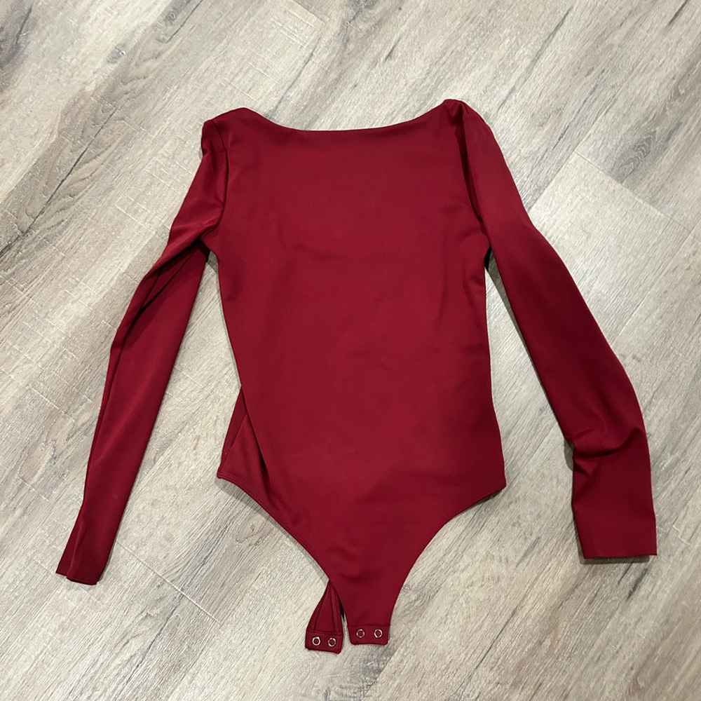 Elegant Burgundy Long Sleeve Bodysuit